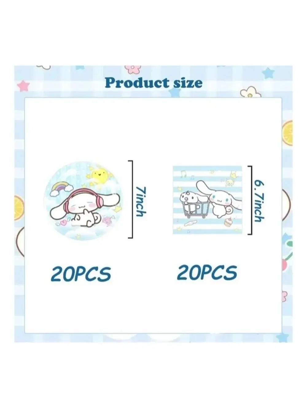 Cinnamoroll Party Supplies Tableware Set Plates Napkins Tablecloth Sanrio Cute